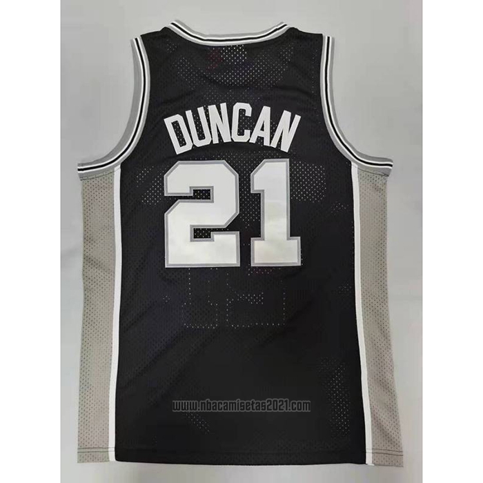 Camiseta San Antonio Spurs Tim Duncan #21 Mitchell & Ness 1998-99 Negro2